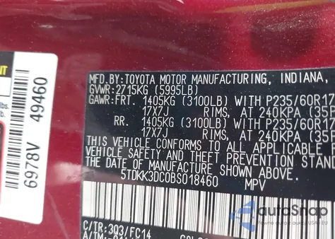 2011 Toyota Sienna Le V6 from USA, damaged, VIN 5TDKK3DC0BS018460